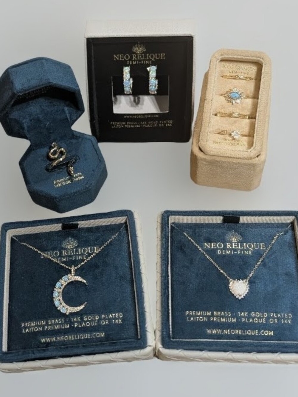 Neo Relique 8pc Jewelry Lot; Featuring Opal Rings, Earrings & Necklaces